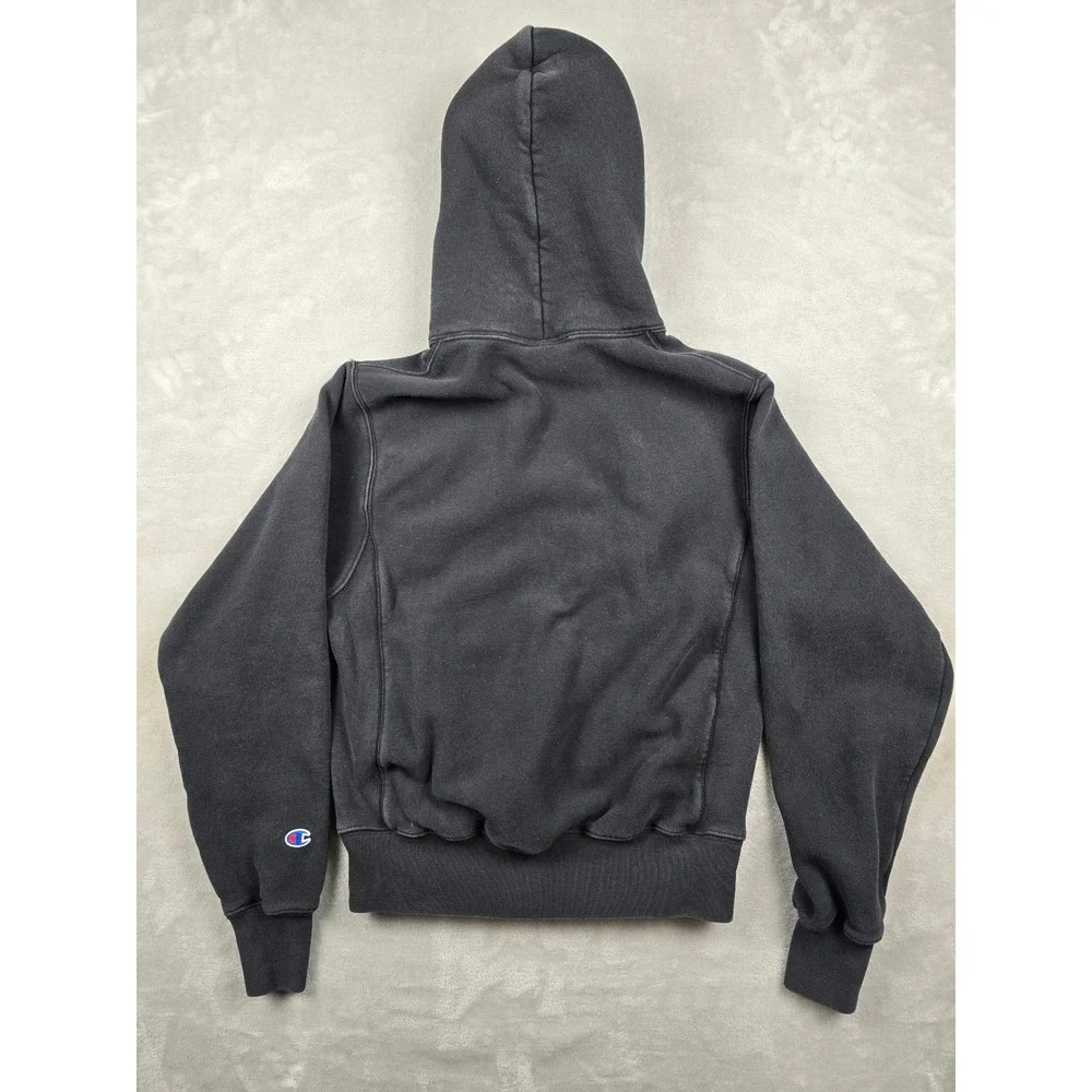 Champion Reverse‎ Weave Hoodie Womens Small Black Logo Pullover Sweatshirt Heavy